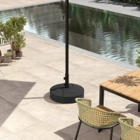 Outsunny Pied de parasol round, socle parasol extérieur à remplir avec 25 L d'eau / 30 kg de sable, 56 x 56 x 40 cm, noir(m-9)
