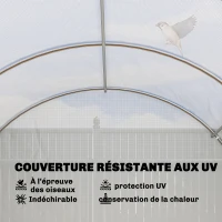 Outsunny Serre tunnel de jardin 24m², serre de jardin tunnel avec portes et 12 fenêtres avec moustiquaires, 295x798x199cm, blanc(m-6)