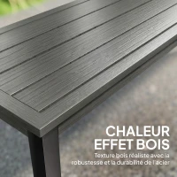 Outsunny Banc de Jardin 2 Places, Banc d'Extérieur avec Assise à Lattes Effet Bois et Cadre en Acier pour Patio, Parc, Gris(m-4)