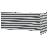 Outsunny Parawan Campingowy z 4 Stalowymi Słupkami, Torbą Transportową na Plażę, Kemping lub Taras 540 x 150 cm Szary+Biały(m-1)