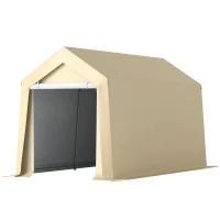 Outsunny Abri de jardin tente de stockage portable pour extérieur avec cadre en acier galvanisé et grande porte 2 x 3,6 m beige(m-1)