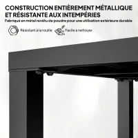 Outsunny Table de jardin carrée, table de terrasse, cadre en métal, intérieur et extérieur, pour balcon, porche, patio, noir(m-4)