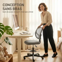 Vinsetto Chaise bureau ergonomique, fauteuil de bureau avec repose-pieds, chaise à dessin en maille, hauteur réglable, gris foncé(m-6)