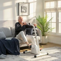 SPORTNOW Vélo d'entraînement pour mains, bras, genoux et jambes réglable en hauteur écran LCD 60 x 40 x 86-91 cm blanc(m-10)