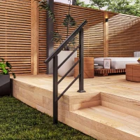 Outsunny Rampe d'Escalier Extérieure pour 1 à 3 Marches, Main Courante Escalier en Métal avec Kit d'Installation, Noir(m-10)