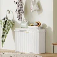 HOMCOM Banc à chaussures avec coussin d'assise rembourré et tiroir rabattable pour couloir, chambre, 62 x 26 x 47,5 cm, blanc(m-10)