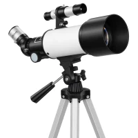Outsunny Télescope astronomique adultes et débutants 70 mm, télescope réfracteur 40X/16X trépied réglable, 80 x 80 x 135 cm blanc(m-12)