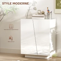 HOMCOM Buffet meuble de rangement avec placard double porte et étagère réglable, 70 x 40 x 88 cm, blanc brillant(m-4)