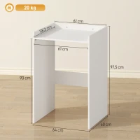 HOMCOM Badezimmerschrank Nischenschrank mit offen Regal, Badschrank für Badezimmer, kleine Räume, 64 x 60 x 97,5 cm, Weiß(m-3)