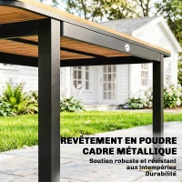 Outsunny Table de Jardin 6 Personnes Rectangulaire en Bois Composite Cadre en Métal et Plateau à Lattes 127x70cm Marron(m-6)