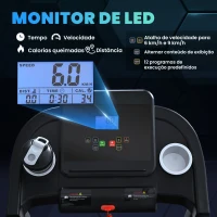 HOMCOM Passadeira para Casa 1-12 KM/H 1,5HP com 12 Programas Rodas Ecrã LED e Suporte para Telemóvel para Casa ou Escritório(m-4)