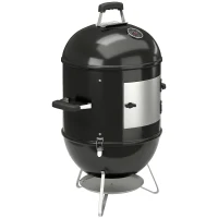 Outsunny 3-in-1 Räuchergrill mit 3 Grillrosten, integriertem Thermometer, verstellbarer Belüftung, 62,5x47,5x91cm, Schwarz(m-8)