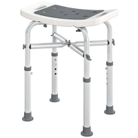 HOMCOM Tabouret de douche chaise de douche - assise rembourré et réglable, patins à ventouses antidérapants, en aluminium gris(m-1)