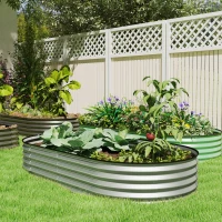 Outsunny Jardinière surélevée galvanisée en acier lit de jardin bordure caoutchouc 181 x 93 x 30 cm argent(m-10)