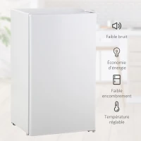HOMCOM Réfrigérateur congélateur petit réfrigérateur 91 L étagères modulables design sous-comptoir 47,5 x 44,2 x 84 cm blanc(m-7)