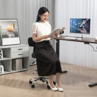 HOMCOM Chaise de bureau, chaise de dessin, repose-pieds réglable, hauteur réglable, pivotante 360°, 52x52x92cm, noir(m-7)