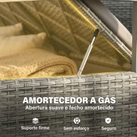 Outsunny Banco de Armazenamento Exterior 170 L com Almofada Lavável Encosto Apoios de Braços em Madeira de Acácia Cinzento Claro(m-6)