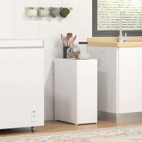 HOMCOM Schmaler Badezimmerschrank, Bodenschrank mit tiefer Schublade, Freistehender Badschrank, Spanplatte, Weiß(m-8)