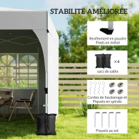 Outsunny Tonnelle de jardin 3 x 3 m pop up, tonnelle pliante réglable en hauteur, protection UV50+, 3 parois latérales, crème(m-6)