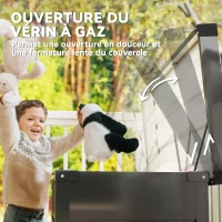 Outsunny Coffre de rangement métal boîte de jardin 350L double vérins à gaz  verrouillable pour coussins outils gris anthracite(m-5)