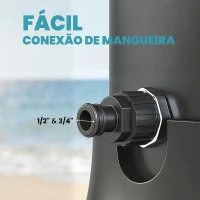 Outsunny Duche Solar de Jardim 40 L com Chuveiro de Mão Torneira para Pés Água Fria e Quente até 60 °C Ligação a Mangueira 19,5x19,5x218,5 cm Preto(m-7)