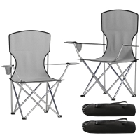 Outsunny Lot de 2 chaises de camping à dossier haut en métal et tissu Oxford, Gris