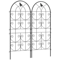 Outsunny Support pour plantes grimpantes avec oiseaux lot de 2 treillis de jardin pour légume vigne fleur métal 50 x 120 cm noir(m-12)