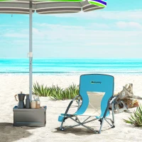 Outsunny Chaise de plage pliable chaise camping pliante légère sac de transport porte-gobelet 58 x 55 x 62 cm bleu(m-10)