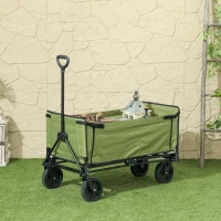 Outsunny Chariot de jardin pliable 130 L chariot de transport sac amovible poignée télescopique rotative 90 x 50 x 60 cm noir(m-10)