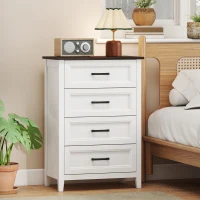 HOMCOM Cómoda 4 Gavetas Cómoda de Dormitório Estreita e Alta com Bancada com Efeito Madeira 60x35x87 cm Branco(m-2)