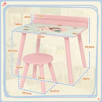 AIYAPLAY Ensemble table et chaise enfant table pour enfant avec chaise avec porte-livres motifs d'ours pour enfants 3-8 ans rose(m-3)