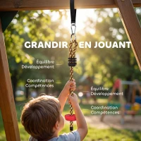 AIYAPLAY Corde d'escalade Balancoire 1,9 m, Balançoire Disque pour Enfants avec Plateforme, Sangle et Mousqueton, Vert(m-6)