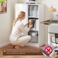 Vinsetto Armoire de Bureau 2 Portes coulissantes verrouillables dim. 80L x 40l x 120H cm 2 étagères en Bois Blanc(m-6)