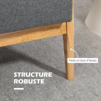 HOMCOM Canapé 3 places 154,5, canapé scandinave avec dossier capitonné, assise rembourrée et accoudoirs, gris(m-5)