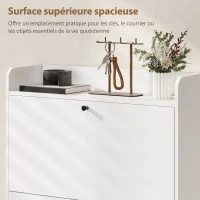 HOMCOM Meuble à chaussures 16 paires, armoire à chaussures avec 2 tiroirs rabattables, étagères réglables, 80x24x101cm, blanc(m-6)