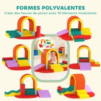 AIYAPLAY Parcours motricité bébé 10PCS, module motricité bébé en mousse EPE avec housse en revêtement PU, multicolore(m-4)