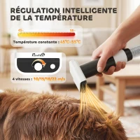 PawHut Aspirateur poil de chien et séchoir 5-en-1 kit toilettage chien professionnel 12kPa  50dB 37,6x17,5x18,5cm blanc(m-5)