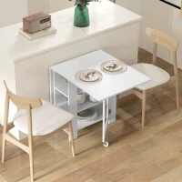 HOMCOM Table de cuisine table de salle à manger pliable amovible 3 étagères 2 abattants design moderne 120 x 60 x 75 cm blanc(m-10)