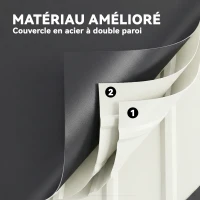 Outsunny Coffre de rangement métal boîte de jardin 350L double vérins à gaz  verrouillable pour coussins outils gris anthracite(m-7)