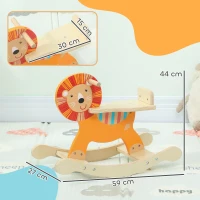 AIYAPLAY Cheval à bascule pour enfants, lion jouet à bascule bébé en bois avec guidon et base stable, 59 x 27 x 43 cm, orange(m-3)