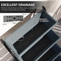 Outsunny Jardinière surélevée avec étages jardinière verticale avec 5 bacs à fleurs trous de drainage cadre en acier gris(m-6)