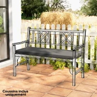 Outsunny Coussin de banc, coussin pour Banc de Jardin extérieur intérieur housse amovible, 110 x 46 x 6,5 cm, gris foncé(m-10)