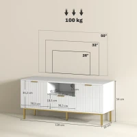 HOMCOM Meuble TV, meuble télé pour 50 pouces avec 2 portes à fermeture douce, tiroir et compartiment ouvert, 120x39x54cm, blanc(m-3)