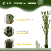 HOMCOM Künstliche Yucca groß 190cm Kunstpflanze, Plastik Künstliche Pflanze im Topf, 17 x 17 x 190 cm Smaragdgrün(m-4)