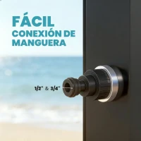 Outsunny Ducha Solar Jardín 60L con Cabezal Ducha de Mano Grifo para Pies y Temperatura Ajustable Máx. 60 °C para Piscina Negro(m-7)