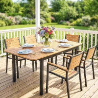 Outsunny Table de Jardin 6 Personnes Rectangulaire en Bois Composite Cadre en Métal et Plateau à Lattes 127x70cm Marron(m-8)