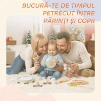 AIYAPLAY Instrumente Muzicale pentru Copii, Jucării Muzicale Montessori din Lemn pentru Copii 3+, Set de Percuție cu Tamburină și Maracas, Cadou pentru Fete și Băieți(m-6)