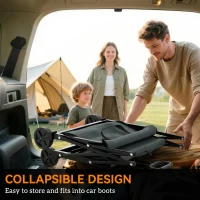 Outsunny 81L Festival Trolley on Wheels, Compact Garden Folding Trolley Cart with Adjustable Handle 80L, Grey(m-4)