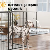 PawHut Țarc cu 12 Panouri din Oțel pentru Câini de Talie Medie, 80 cm Înălțime, Negru(m-5)