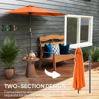 Outsunny Half Round Parasol Umbrella - Orange(m-7)